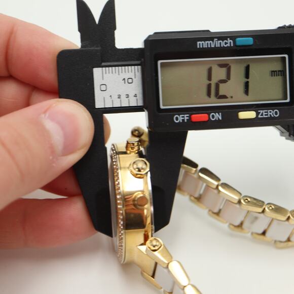 Michael Kors Womens White Gold Tone Chronograph Watch 39mm with New Battery - Picture 3 of 16